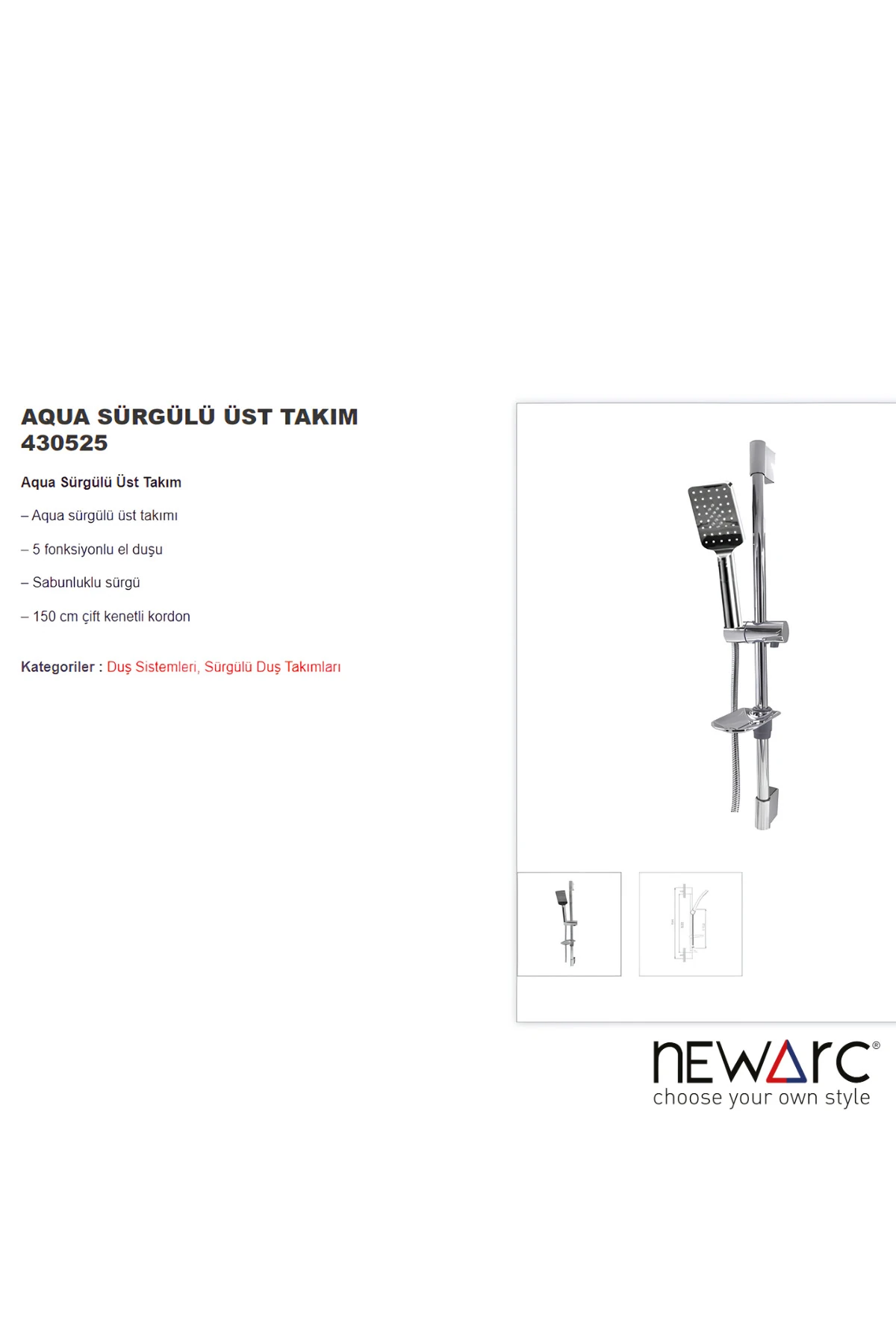 Aqua Krom Banyo Üst Takımı 430525