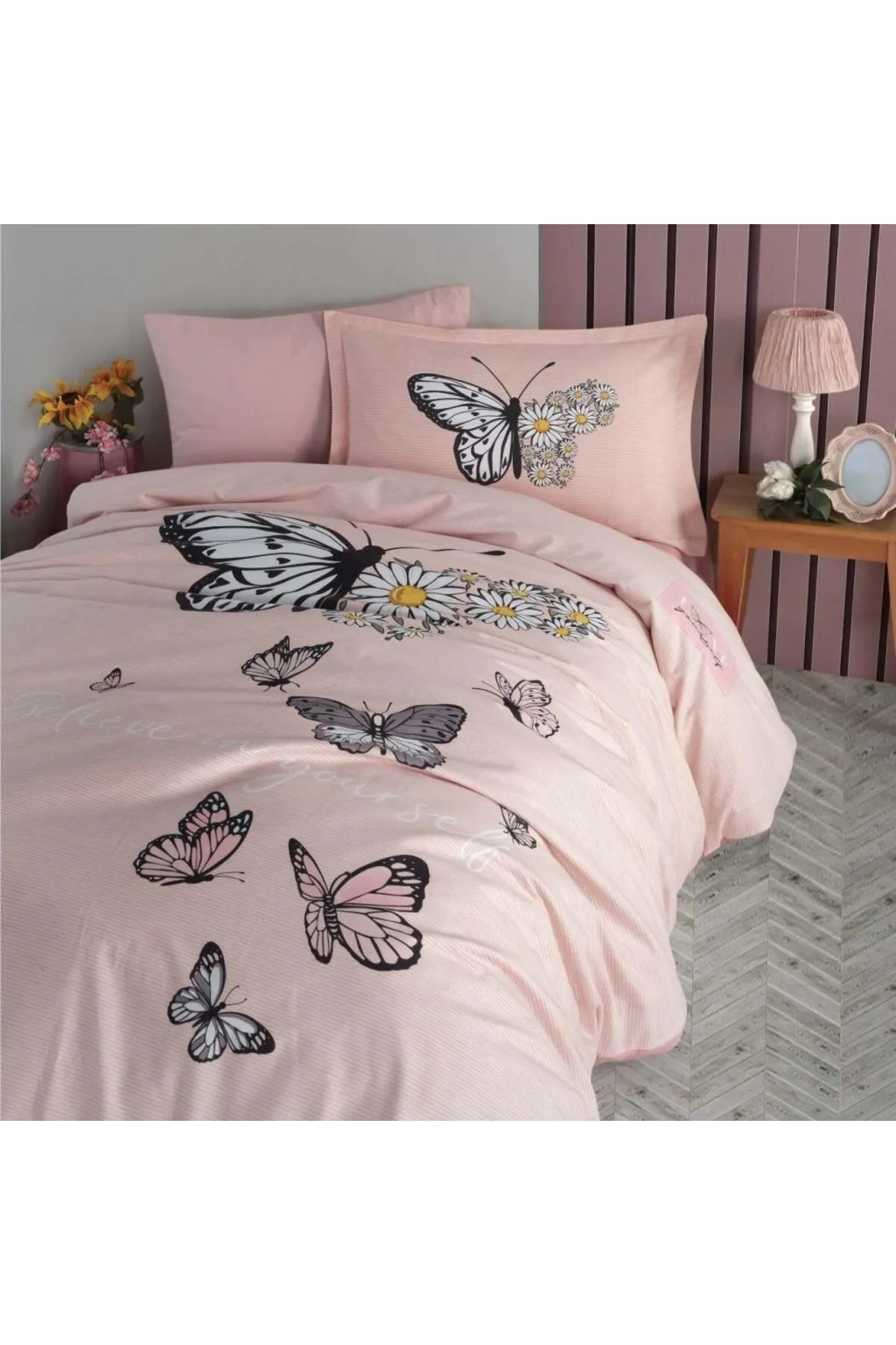 Tek Kişilik Nevresim Takımı Daisy Love V2 Somon