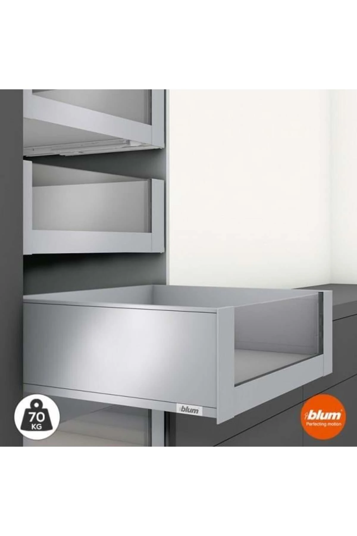 İç Kiler Çekmecesi Legrabox Pure C Yüksek Yanak Önü Camlı 40 Cm. Frenli Otion Orion Gri Ant