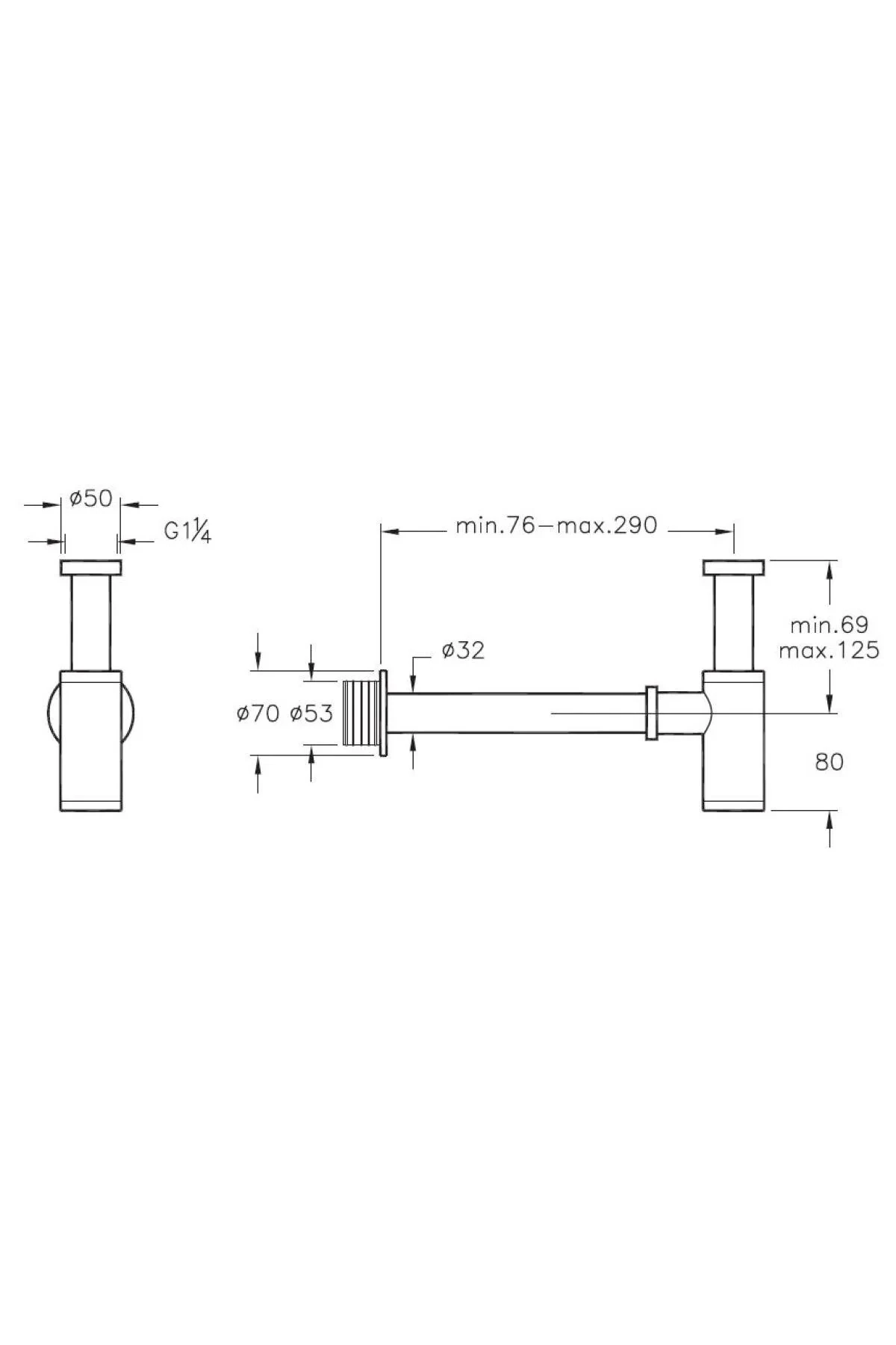 ArtemaVitra Origin A45123 Lavabo Sifonu, T Tipi, Krom