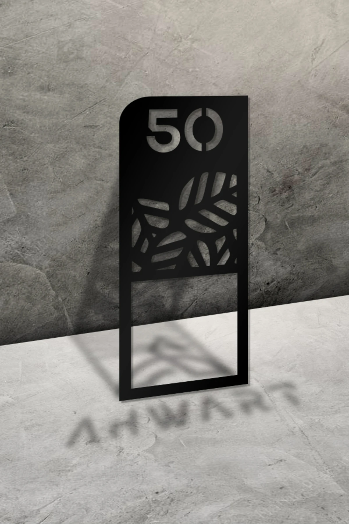 Ahşap Daire Kapı Numarası, Çiçek Desenli Dekoratif Zil Priz Çerçevesi No:50