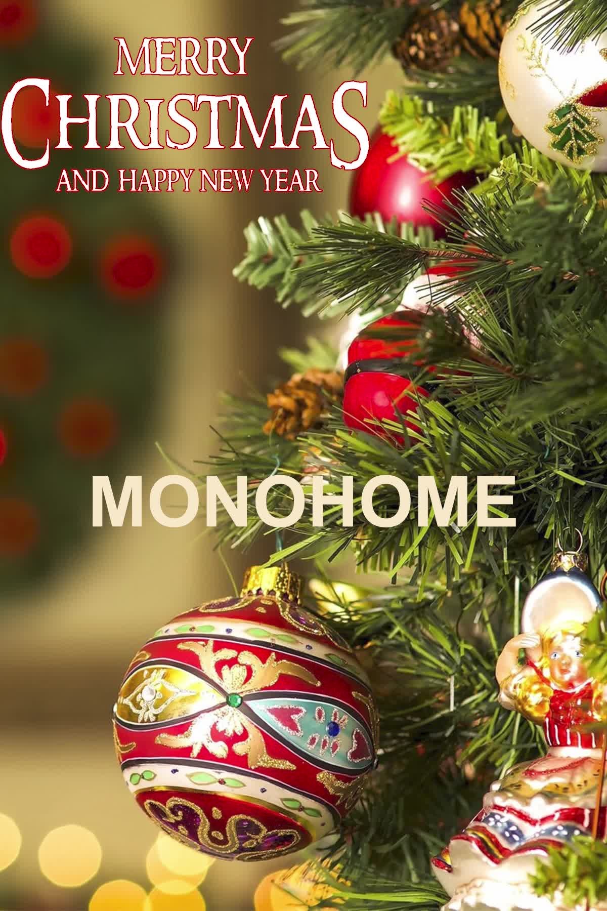 Yılbaşı Süsü Merry Christmas Çift Kişilik 3D Nevresim Takımı Pamuk Saten Yellow