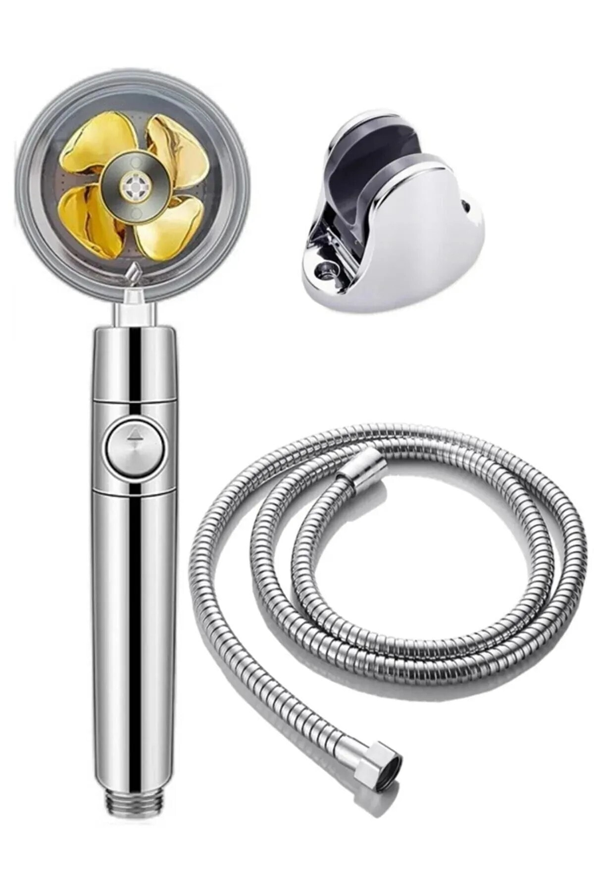 Turbo Pervaneli Duş Başlığı Seti Mafsal Krom – Yüksek Basınçlı, Ekonomik ve Su Tasarruflu
