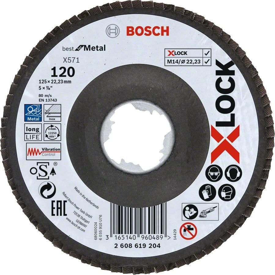 BOSCH - X-Lock - 125 mm 120 Kum Best Serisi Metal Flap Disk 2608619204