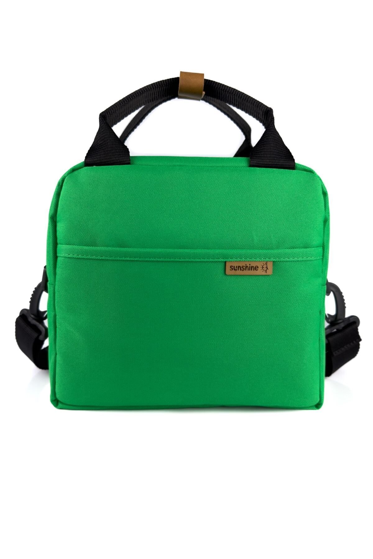 Benetton Yeşili Termal Isı Izolasyonlu Su Geçirmez Yemek Taşıma Ek Gıda Beslenme Askılı Omuz Çantası