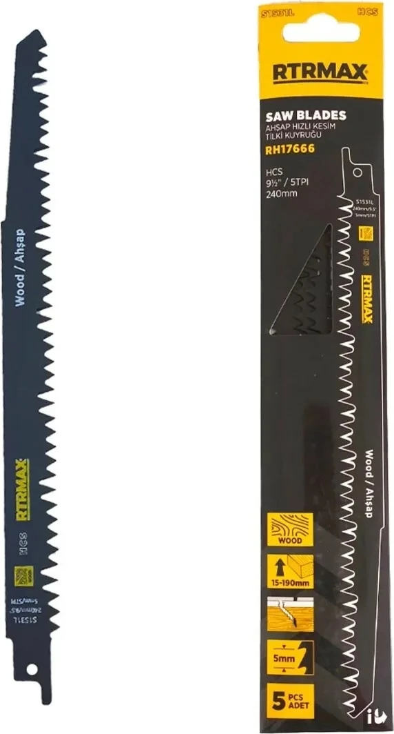 RH17666 Ahşap Hızlı Kesim 240MM Tilki Kuyruğu Testeresi - S1531L 5’li Paket