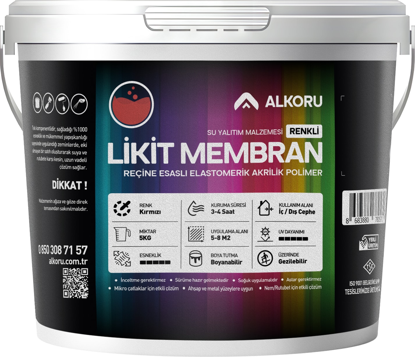 5 kg Kırmızı Likit Membran Renkli Reçine Esaslı Sıvı Su Yalıtım Malzemesi