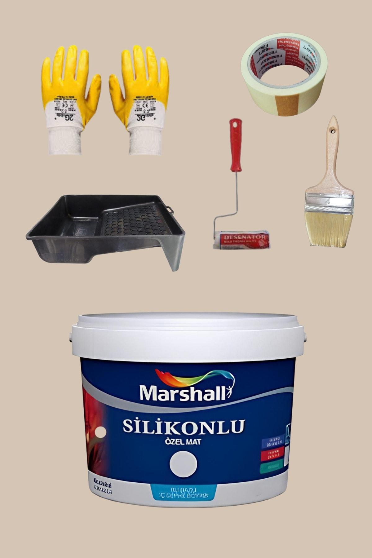 MARSHALL 5'li Set Silikonlu Özel Mat Duvar Boyası Patika 50 Çeşit Renk 2.5lt