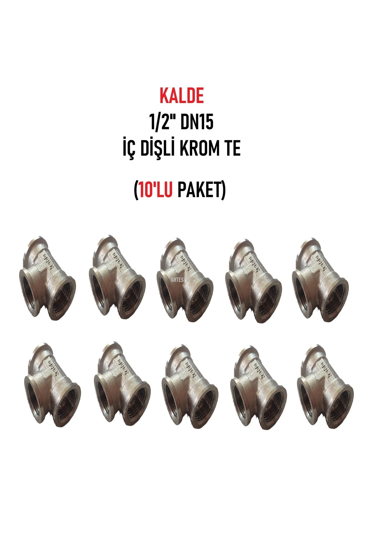 (10'lu Paket) 1/2" Dn15 İç Dişli Sarı/Krom TE (Dişi) - Chrome Tee