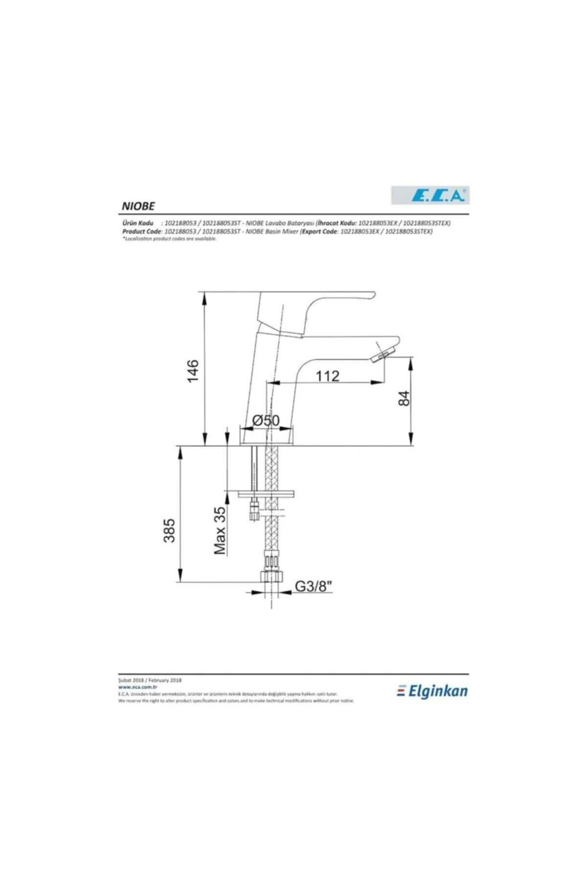 Niobe Lavabo Bataryası Armatürü