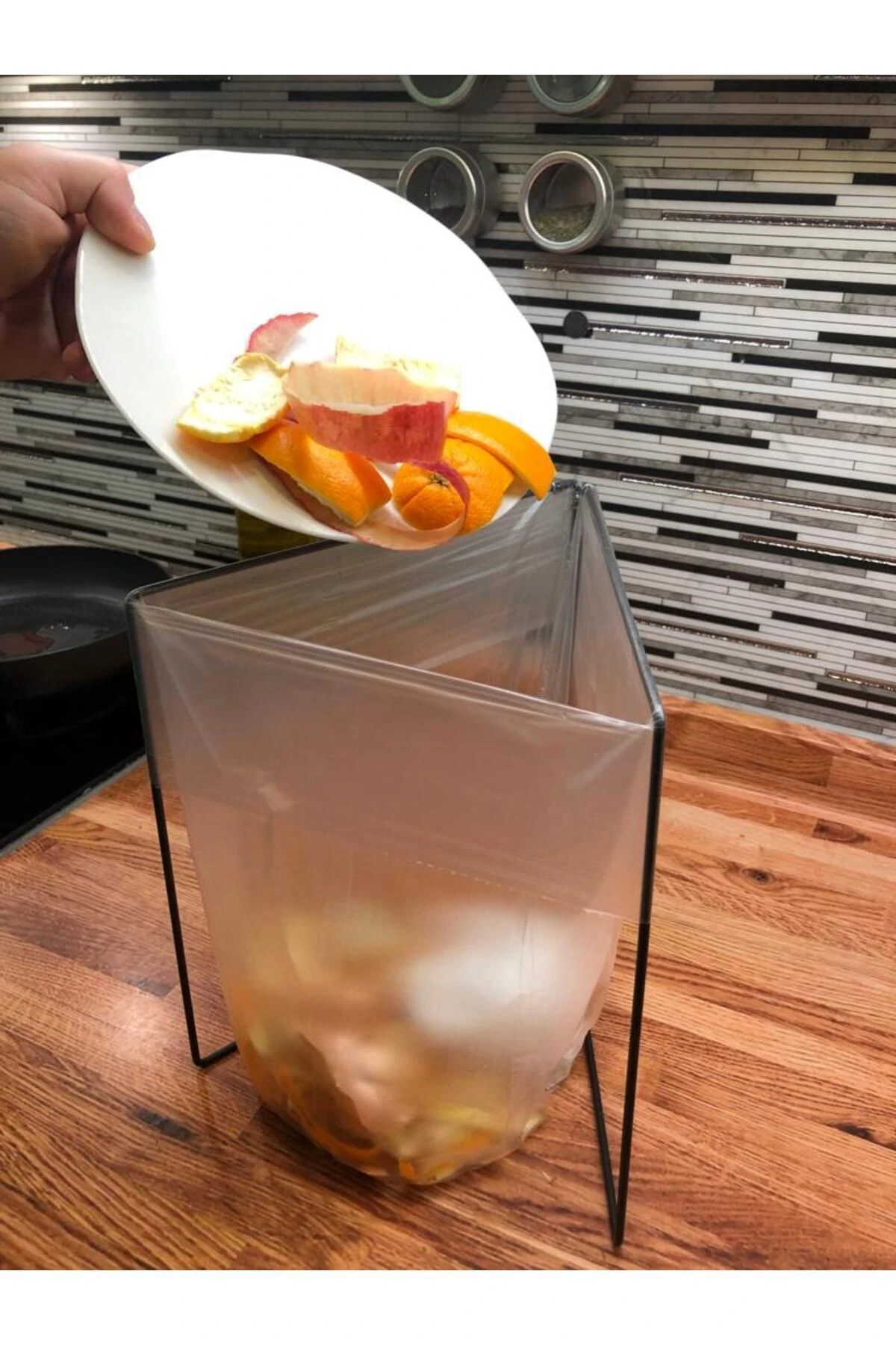 Katlanır Çöp Kovası Her Poşete Uygun Mutfak Banyo Tezgah Üstü Çöp Poşet Teli Kamp Piknik Çöp Kutusu