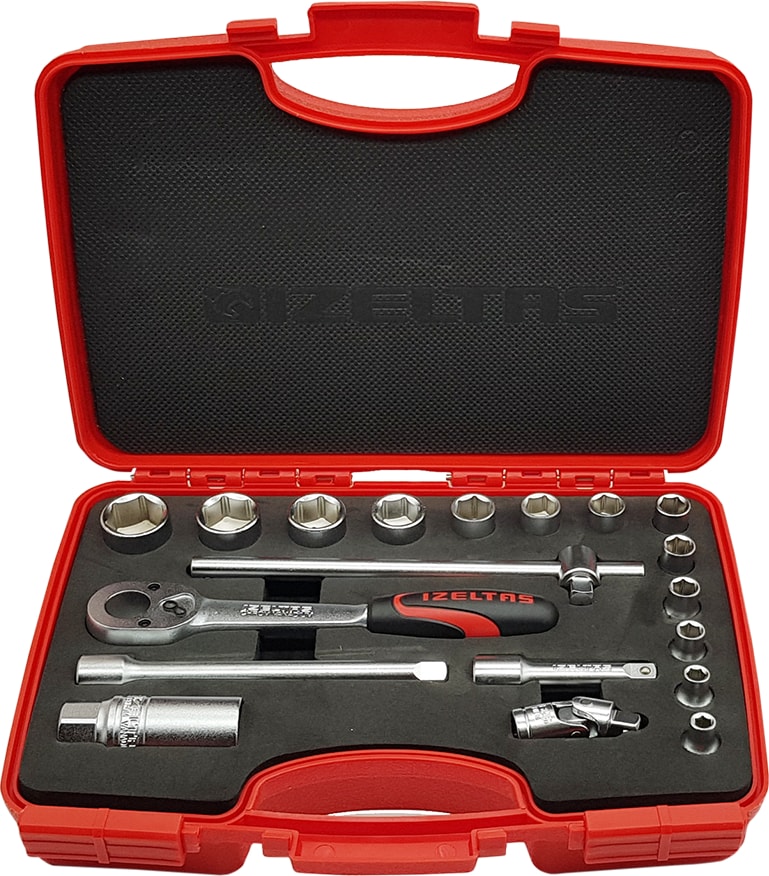 Izeltaş 1110 00 6019 3/8'' Altı Köşe Lokma Anahtar Takımı 19 Parça