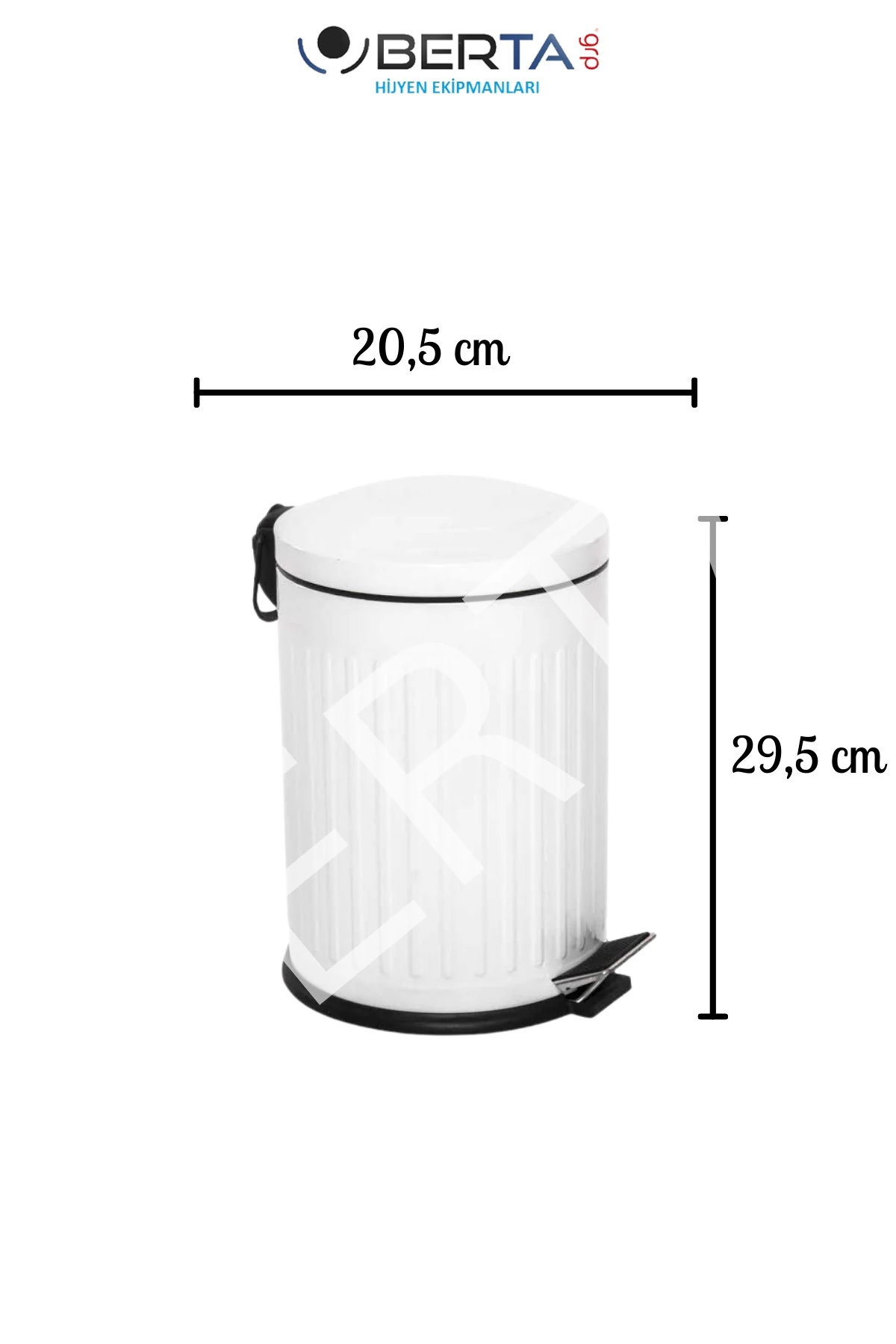 Vintage Beyaz Çöp Kovası Amortisörlü Kapak Çizgili Lüks Model 5lt