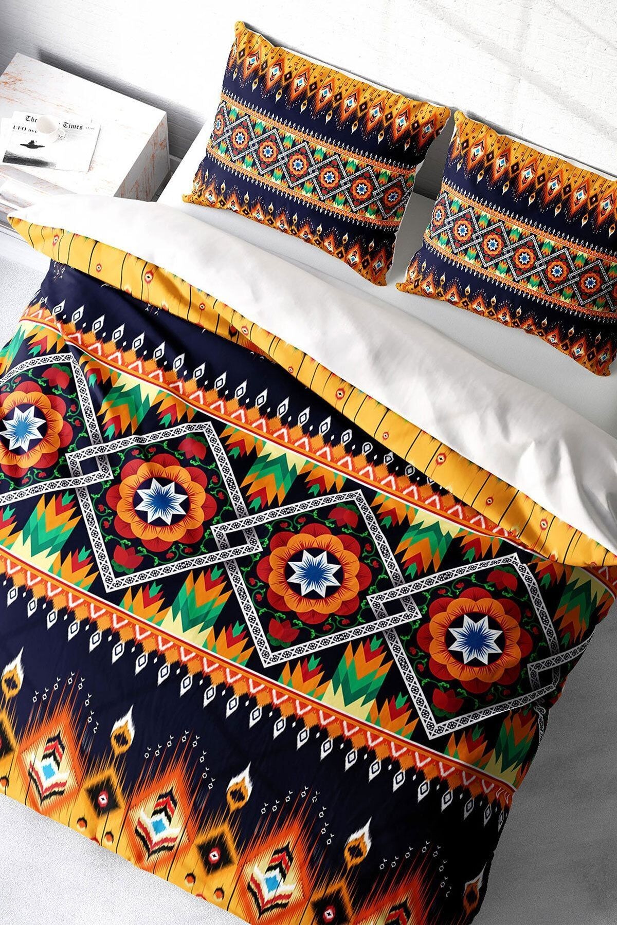 Oriental Ethnic 3d Pamuk Saten Çift Kişilik Nevresim Takımı