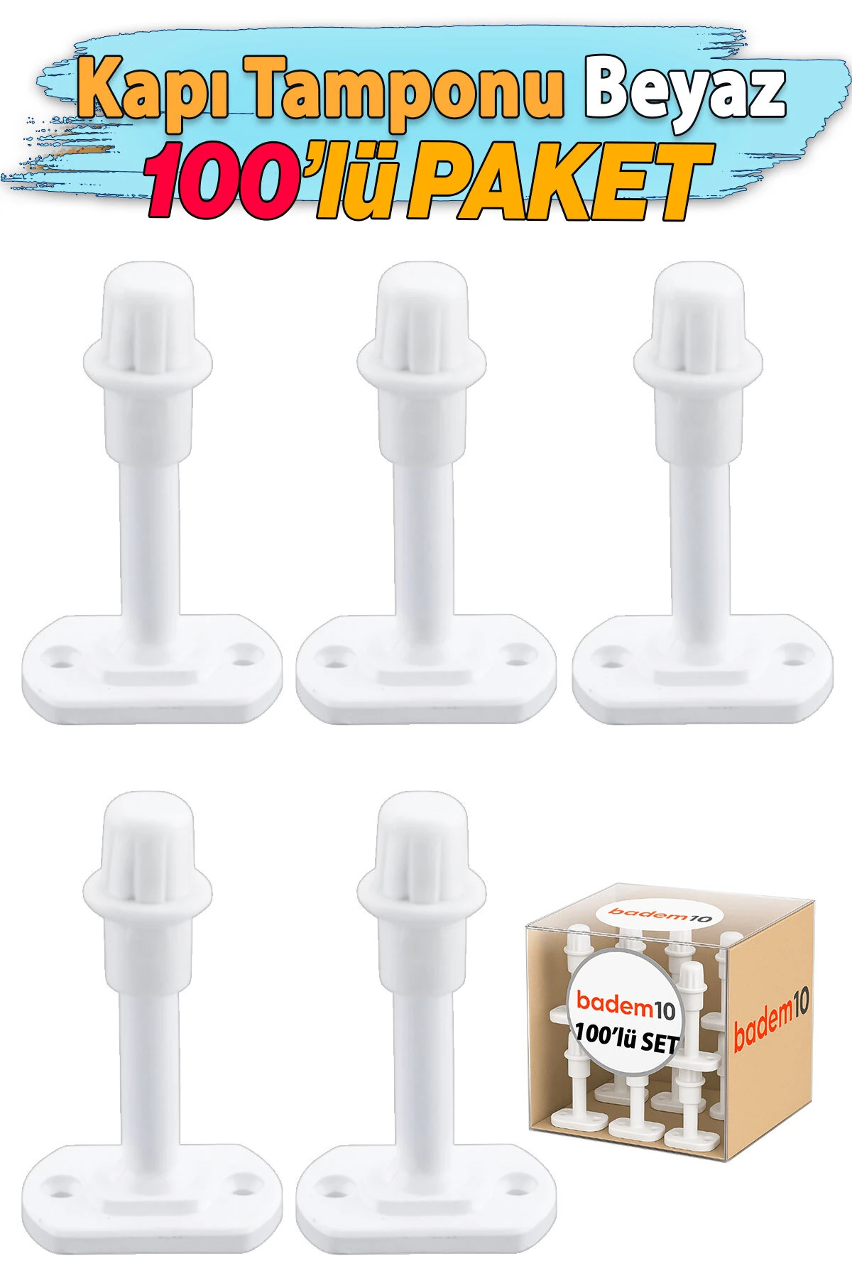 Beyaz 100 ADET Kapı Pencere Arkası Vidalı Silikon Tampon Duvar Boya Koruyucu Koruma Stoper Seti