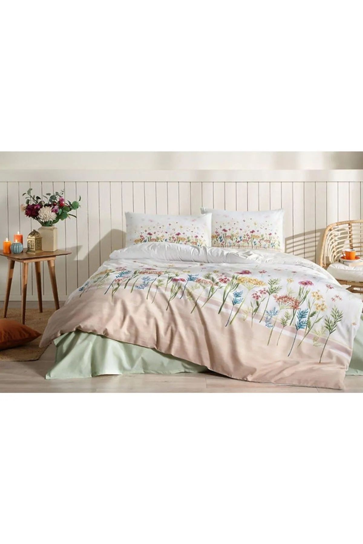 Spring Garden Nev Çift Kişilik Nevresim Takımı - Somon
