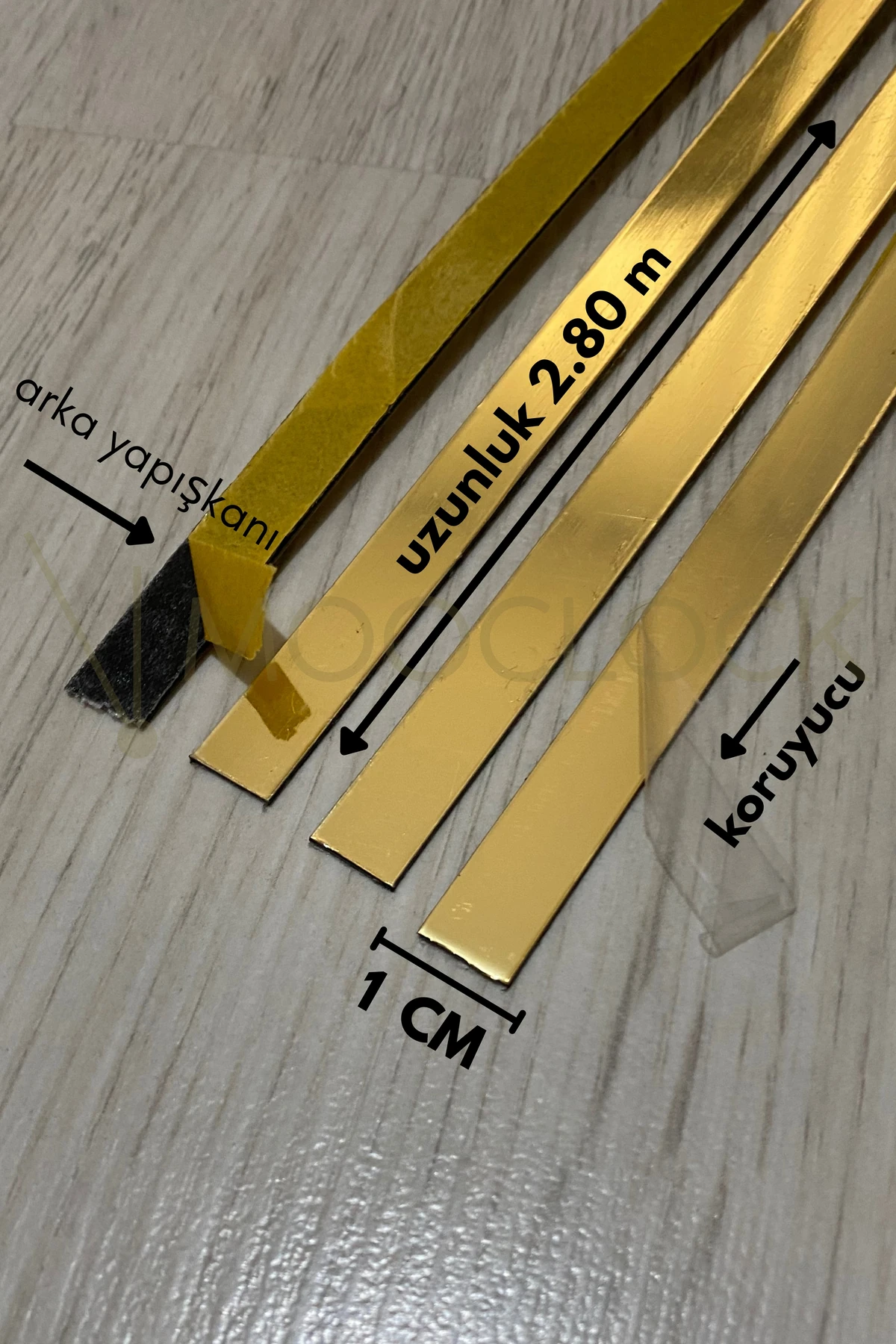 Dekoratif Yapışkanlı Aynalı Pleksi (10MM) (GOLD) Şerit Mobilya Dolap Süsü