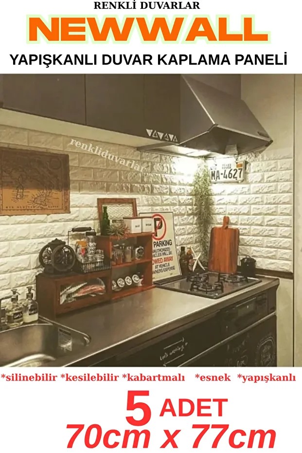 5 Adet 2,5 M2 Tezgah Arası 3d Kendinden Yapışkanlı Esnek Sünger Tuğla Duvar Kaplama Paneli Duvar Kağıdı