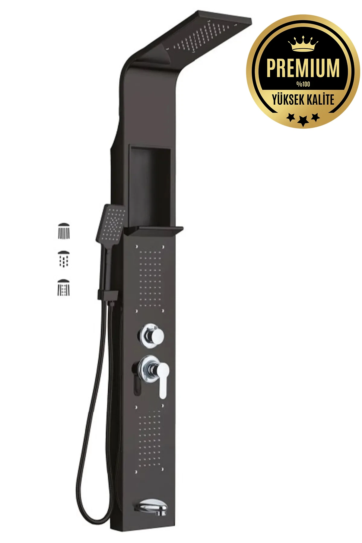 Paslanmaz Çelik Siyah Duş Paneli, Robot Duş, Duş, Duş Fiskiyesi, Masajlı Duş Seti