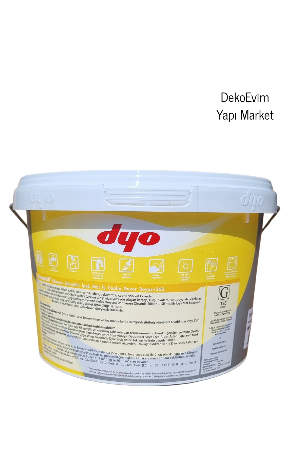 Dyo Dinamik İpek Mat Silikonlu İç Cephe Duvar B. Yeni Çağıl 7550 2,5 Lt.