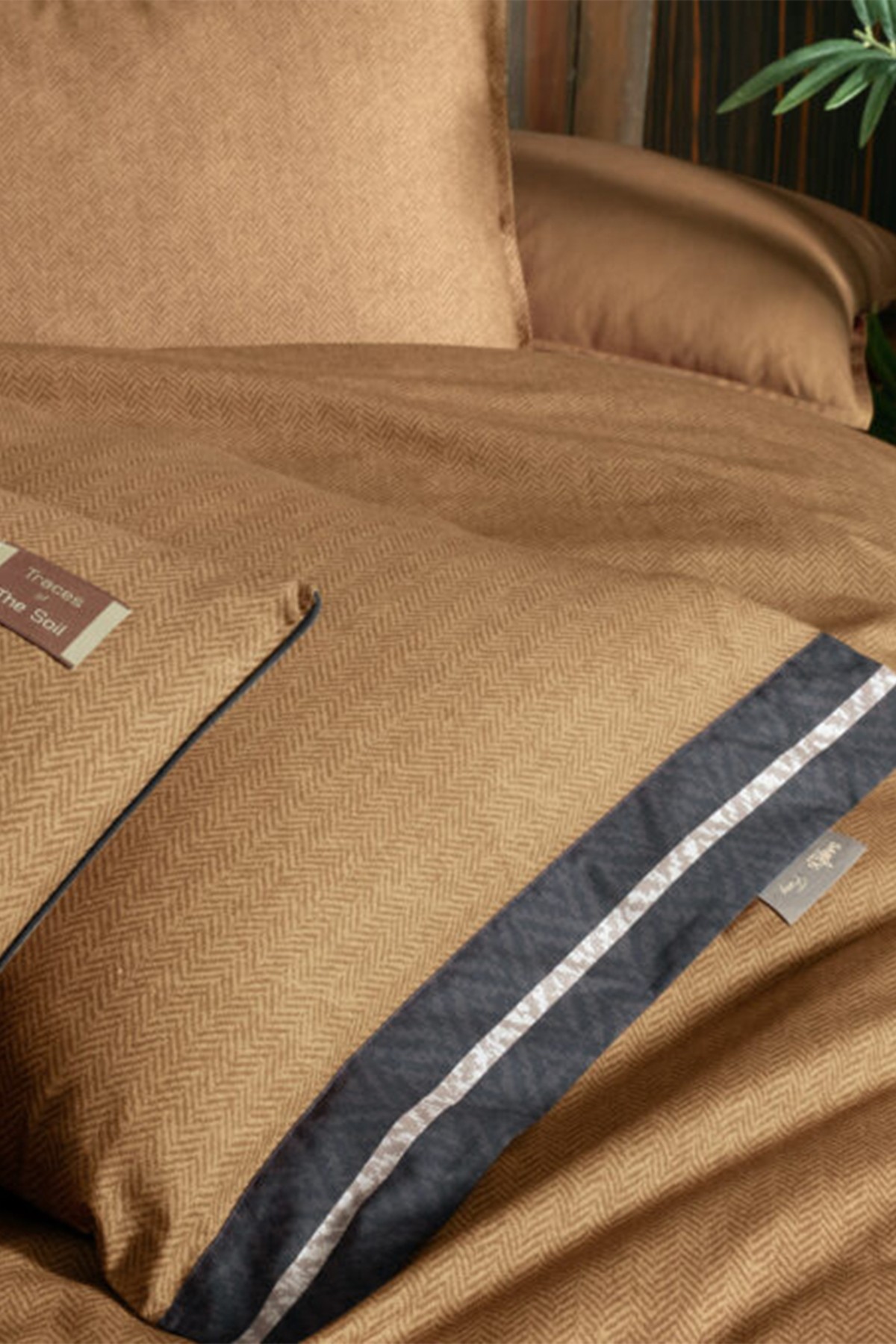 Loamy Taba %100 Pamuk Fancy Poplin Çift Kişilik Nevresim Takımı
