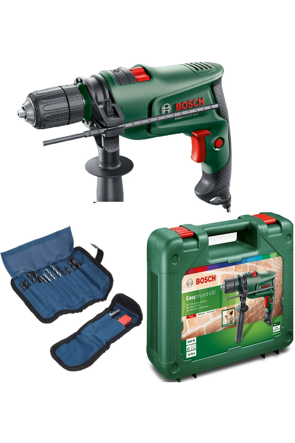 Darbeli Matkap 600 Watt + 23 Parça Matkap Ucu Vidalama Ucu Aksesuar Seti