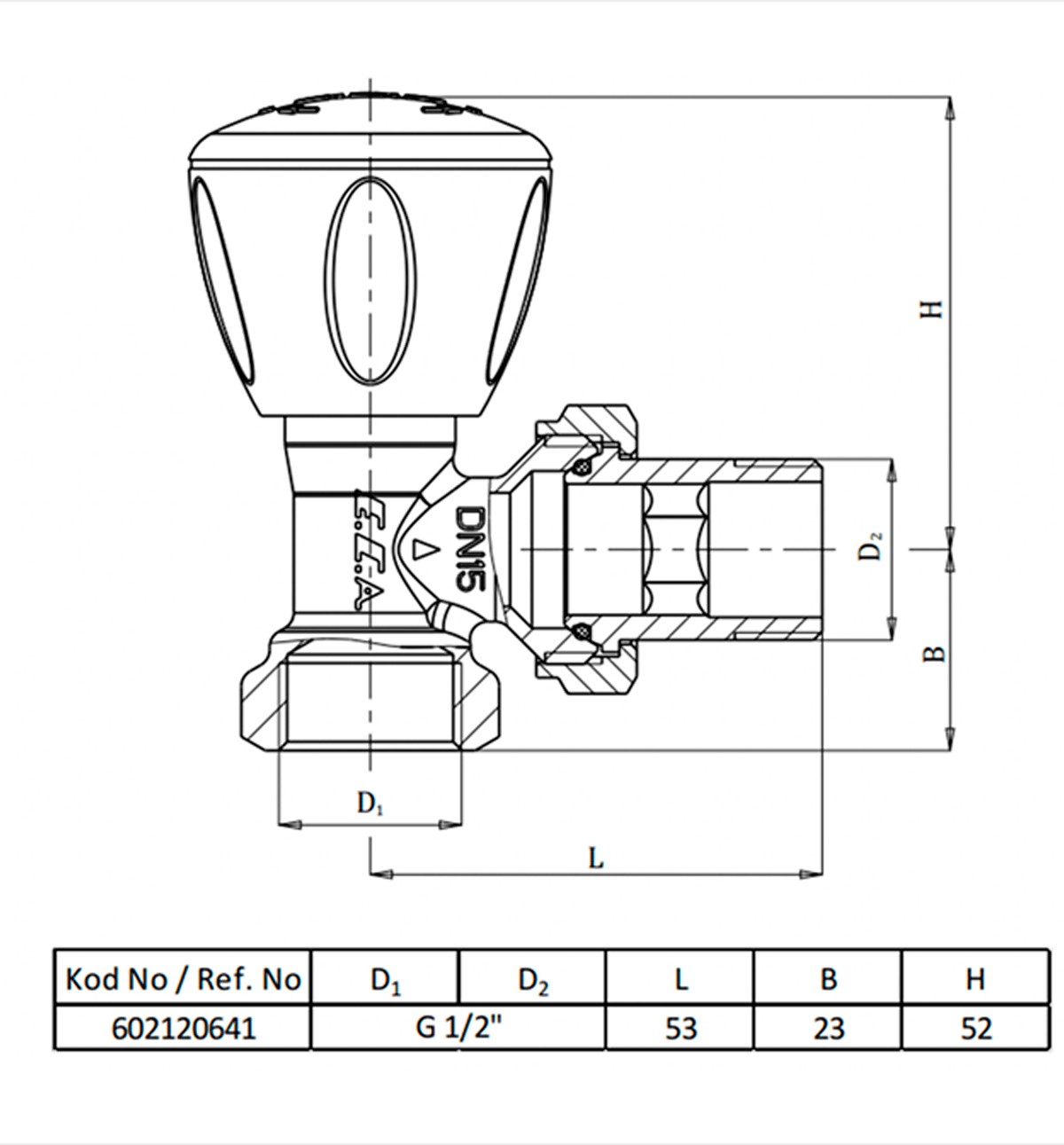 Eca 1/2 Rv3 Köşe Radyatör Vanası 602120641