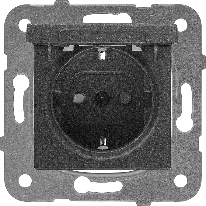 Novella Füme Kapakli Toprakli Priz Mekanizma+Düğme Kapak Çabuk Bağlanti Çarpma Karşıtı Çocuk Korumalı