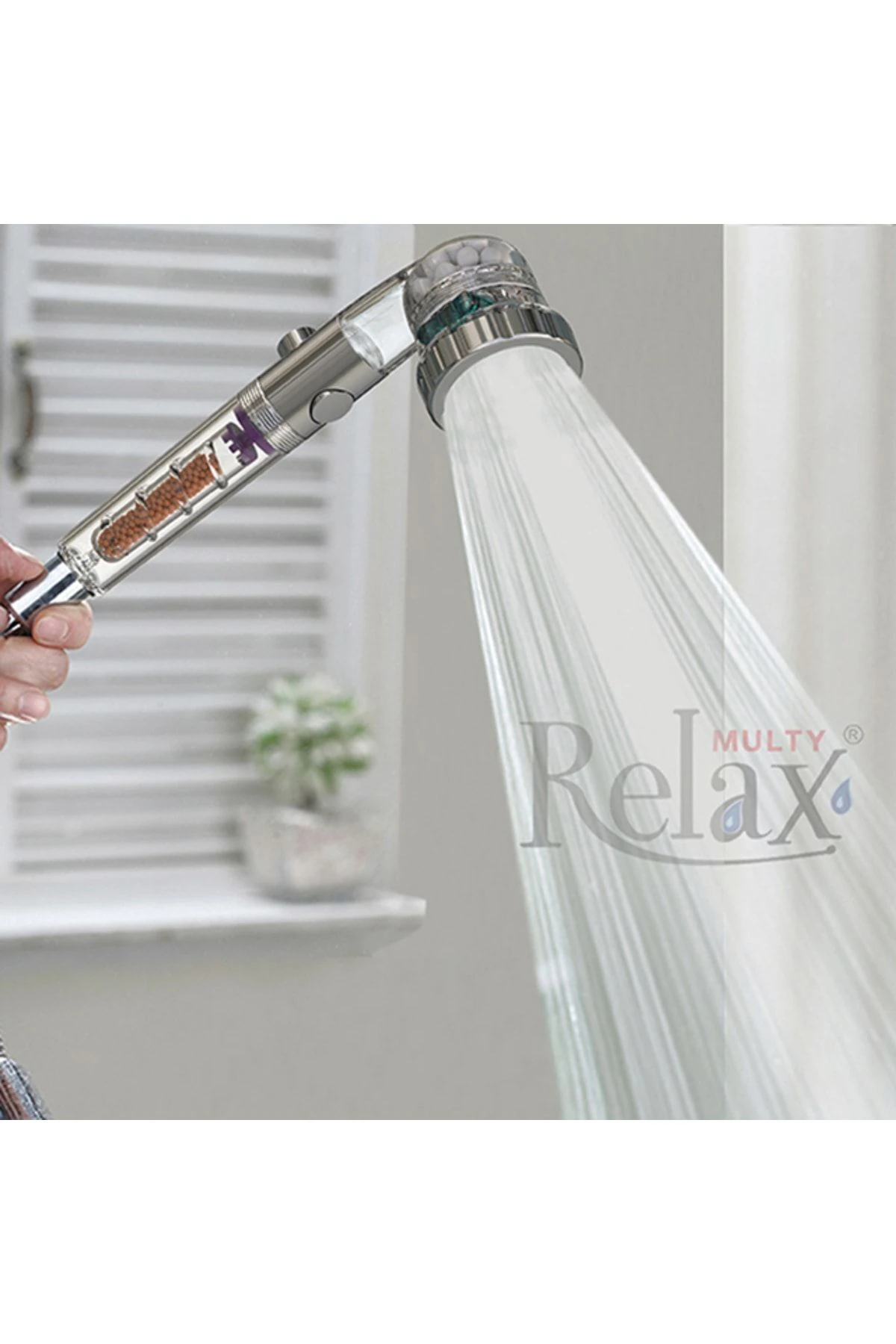 Relax Multy Üç Fonksiyonlu Ayarlı On-off Düğmeli Filtreli Mineralli Tasarruflu Basınçlı Duş Başlığı