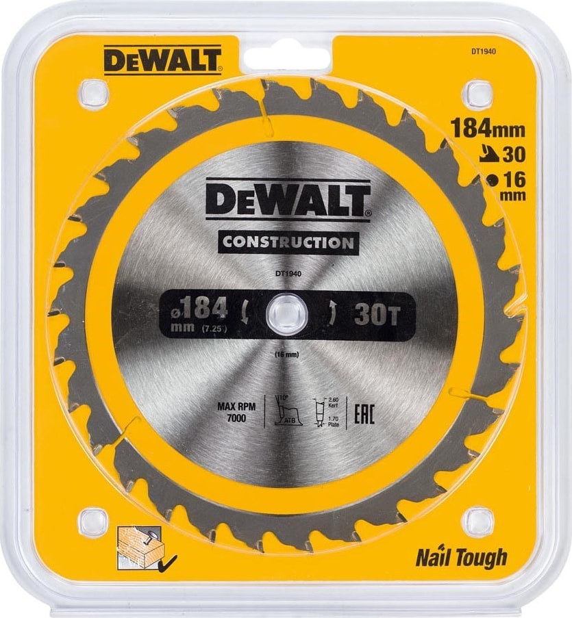 DEWALT DT1940-QZ 184X16 MM 30 Diş Elmas Testere