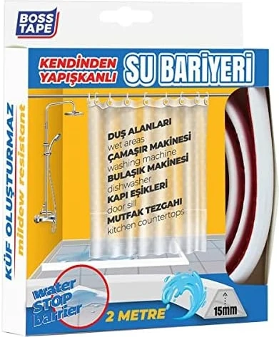 Tape Duş, Kapı Eşiği, Mutfak Tezgahı Etrafı Su Kesici Bariyer - 2 Metre