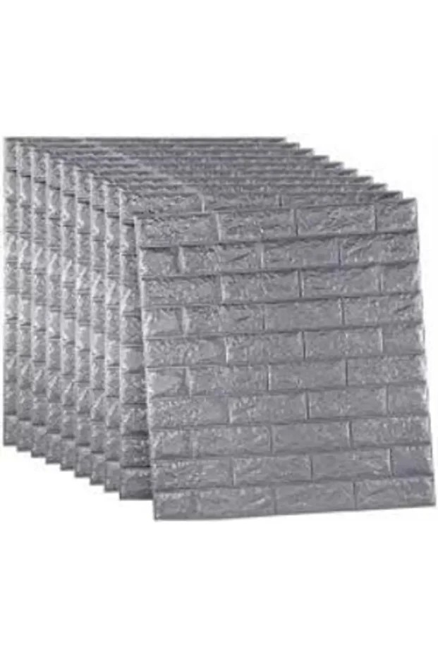 10 Adet 70x77cm (5,3m2)kendinden Yapışkanlı Oda Salon Ofis Gri Duvar Kağıdı Paneli Nw02