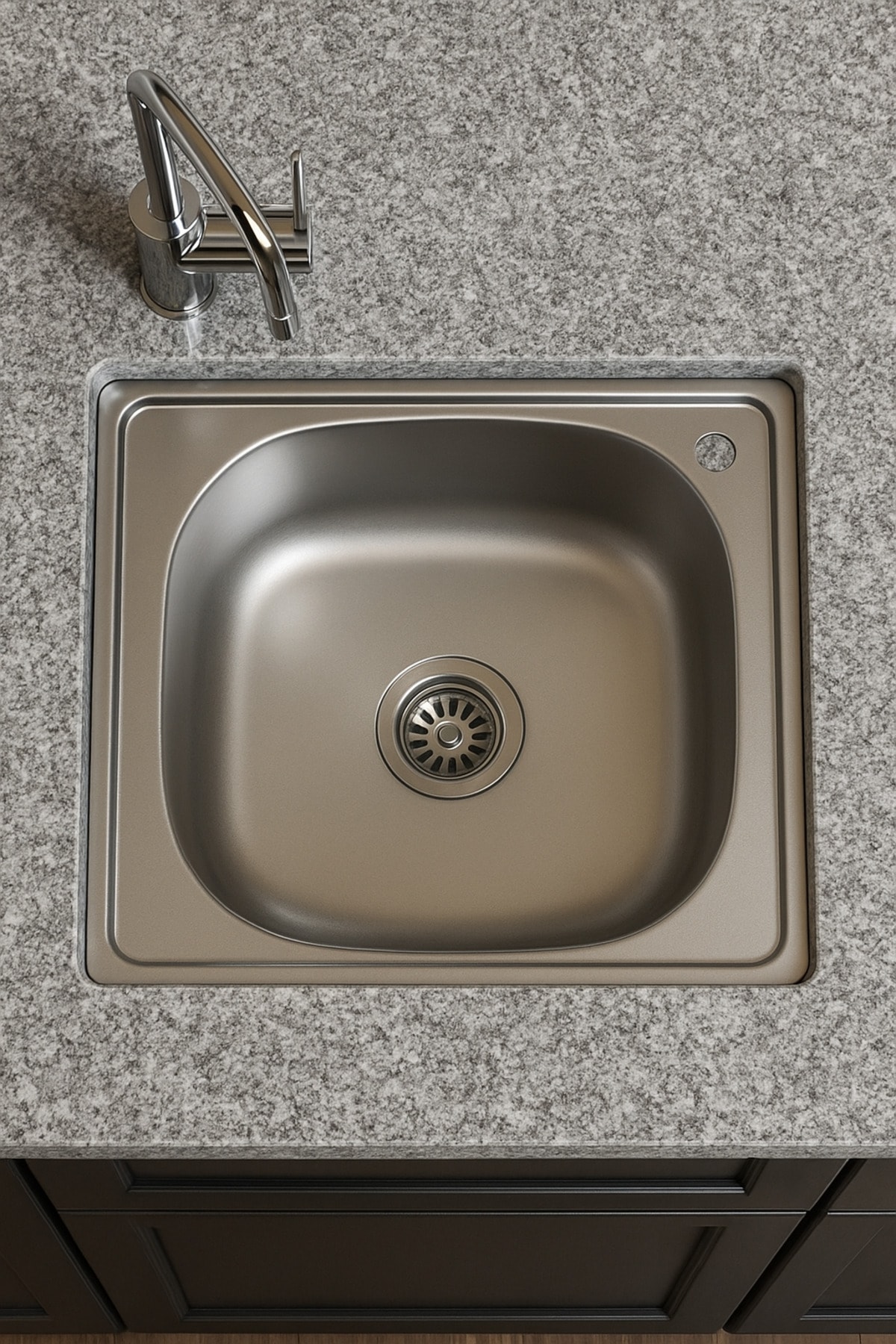 40x50 tezgah Üstü Krom Mutfak Evye Sağ Delikli Küçük Sifonlu