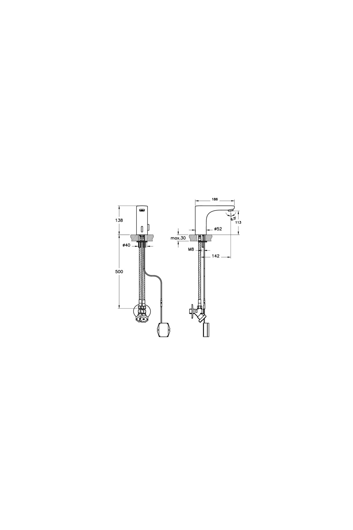 Artema Root Round A47120 Temassız Lavabo Bataryası, Pilli, Çift Su Girişli, Krom