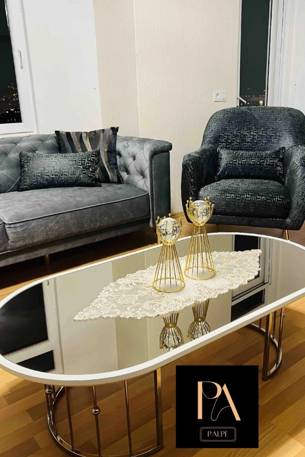 Gold Kabarcık Küre 2'li Metal Biblo Obje Ev Aksesuar Masa Konsol Orta Sehpa Dresuar Salon Ofis Dekor