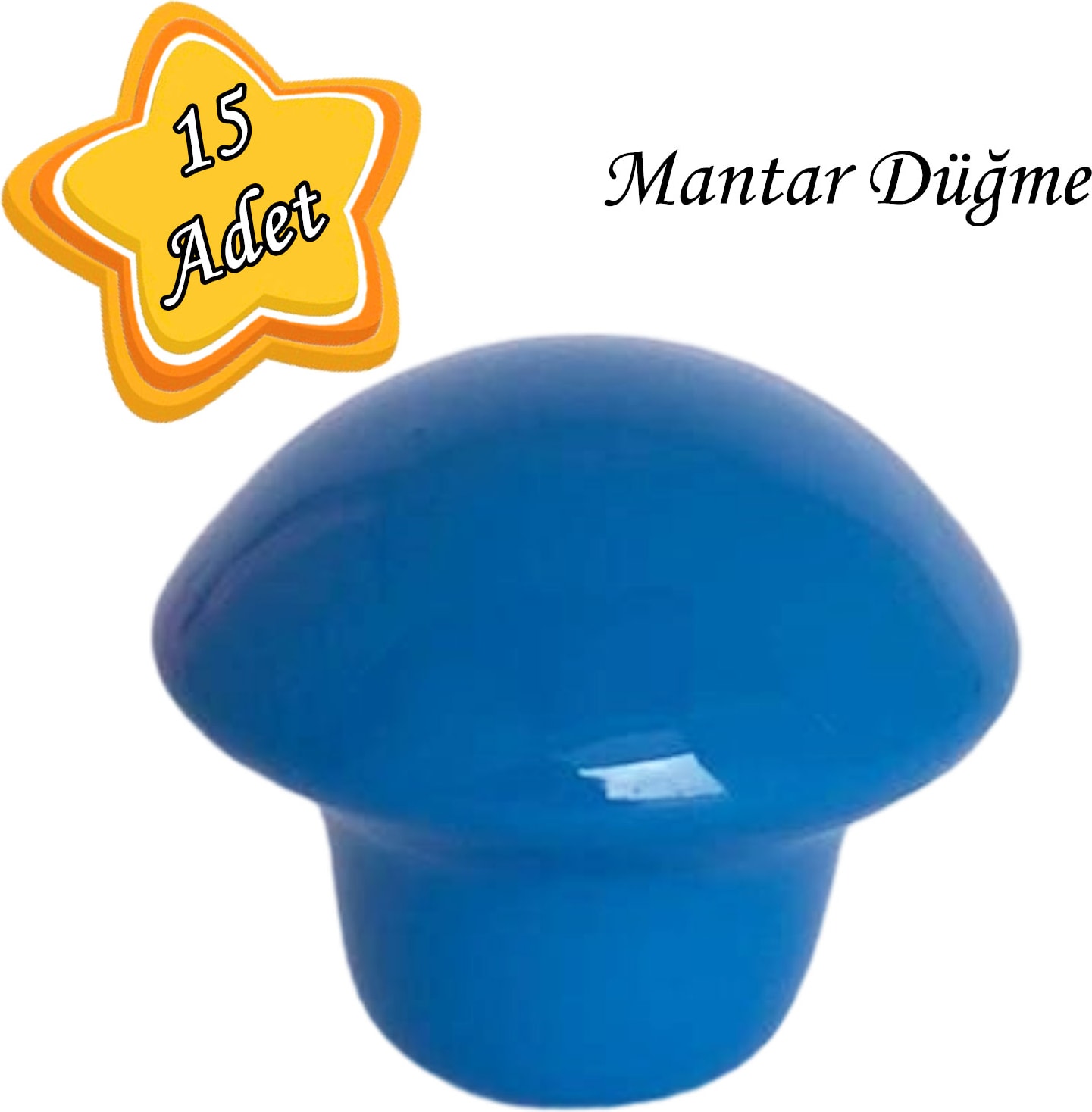 15 Adet Mavi Mantar Düğme Kulp Çocuk Bebek Mobilya Çekmece Dolap Kapak Kulbu Metal Kulp Aksesuarları Vidalı