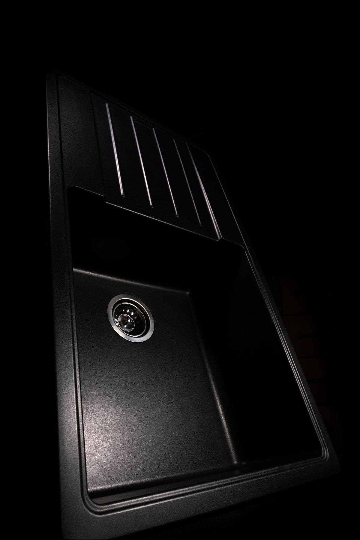 Granit Evye Siyah Tek Gözlü Mutfak Evyesi Geniş Hazneli 86 X 50 Cm