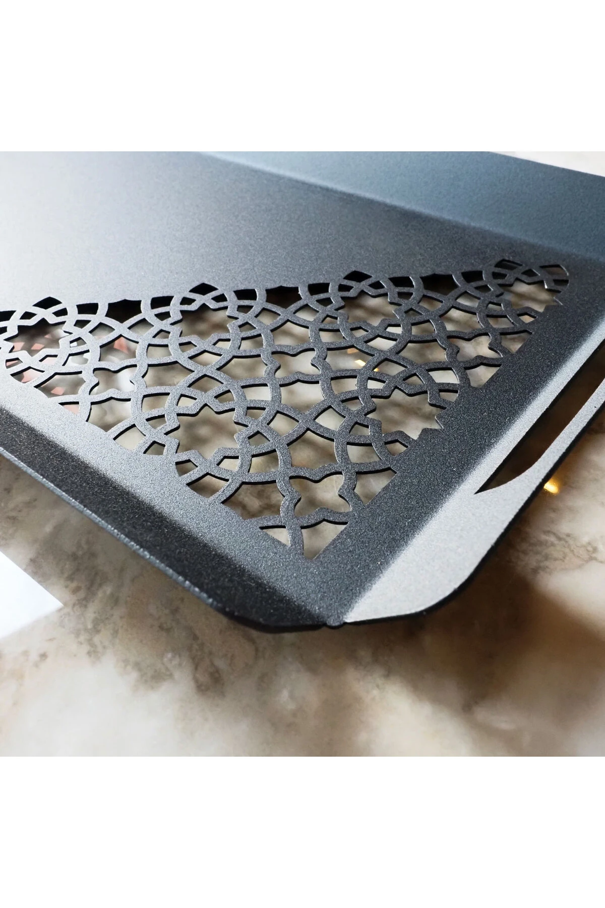 İslami Motifli Metal Sunum Tepsisi - 35 X 15 Cm - Siyah Renk - Wamh182