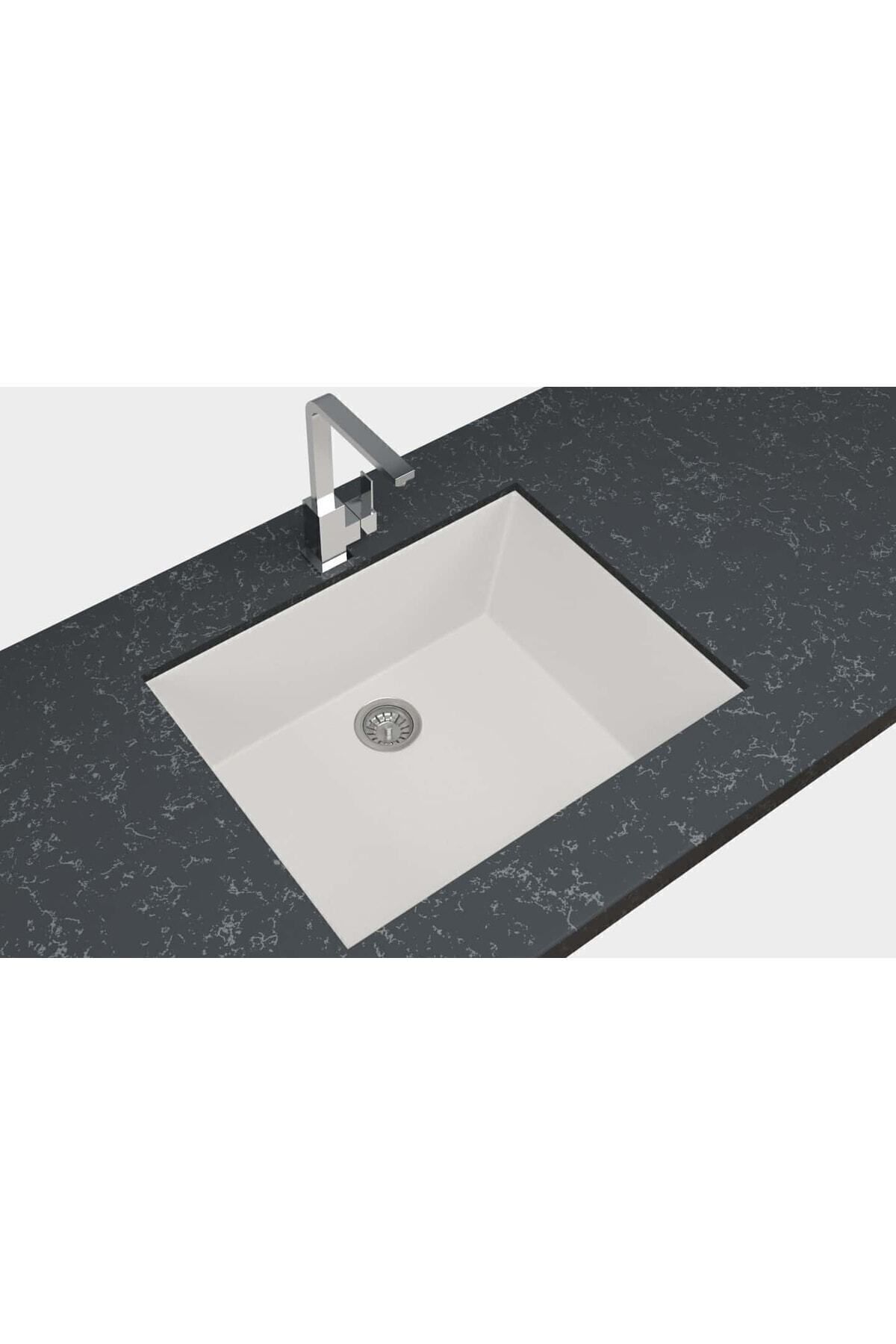 Beyaz Granit Mutfak Evyesi 44x54 Cm