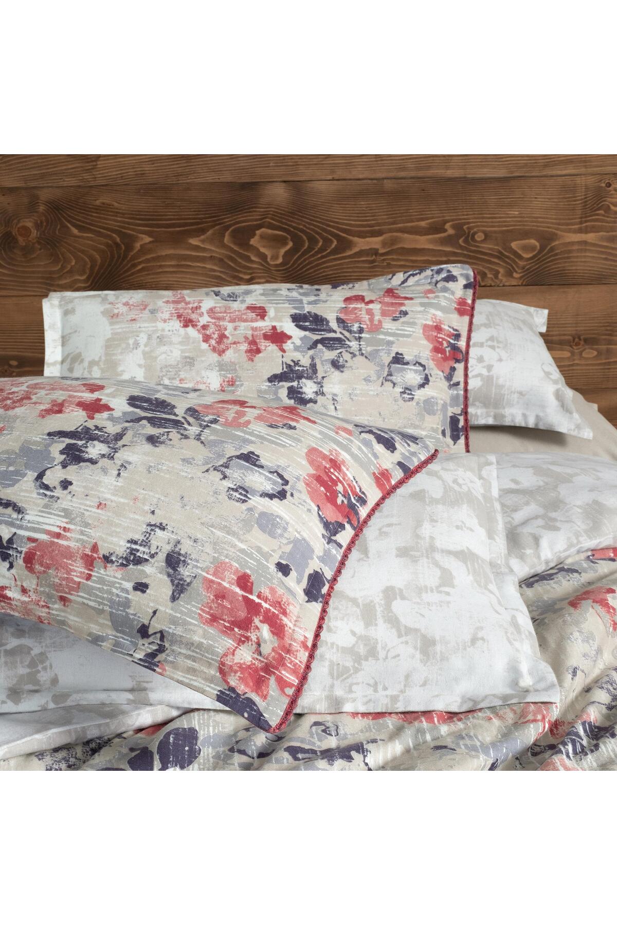 Margaret King Size (Battal Boy) %100 Pamuk Flanel (Pazen) Nevresim Takımı Pembe