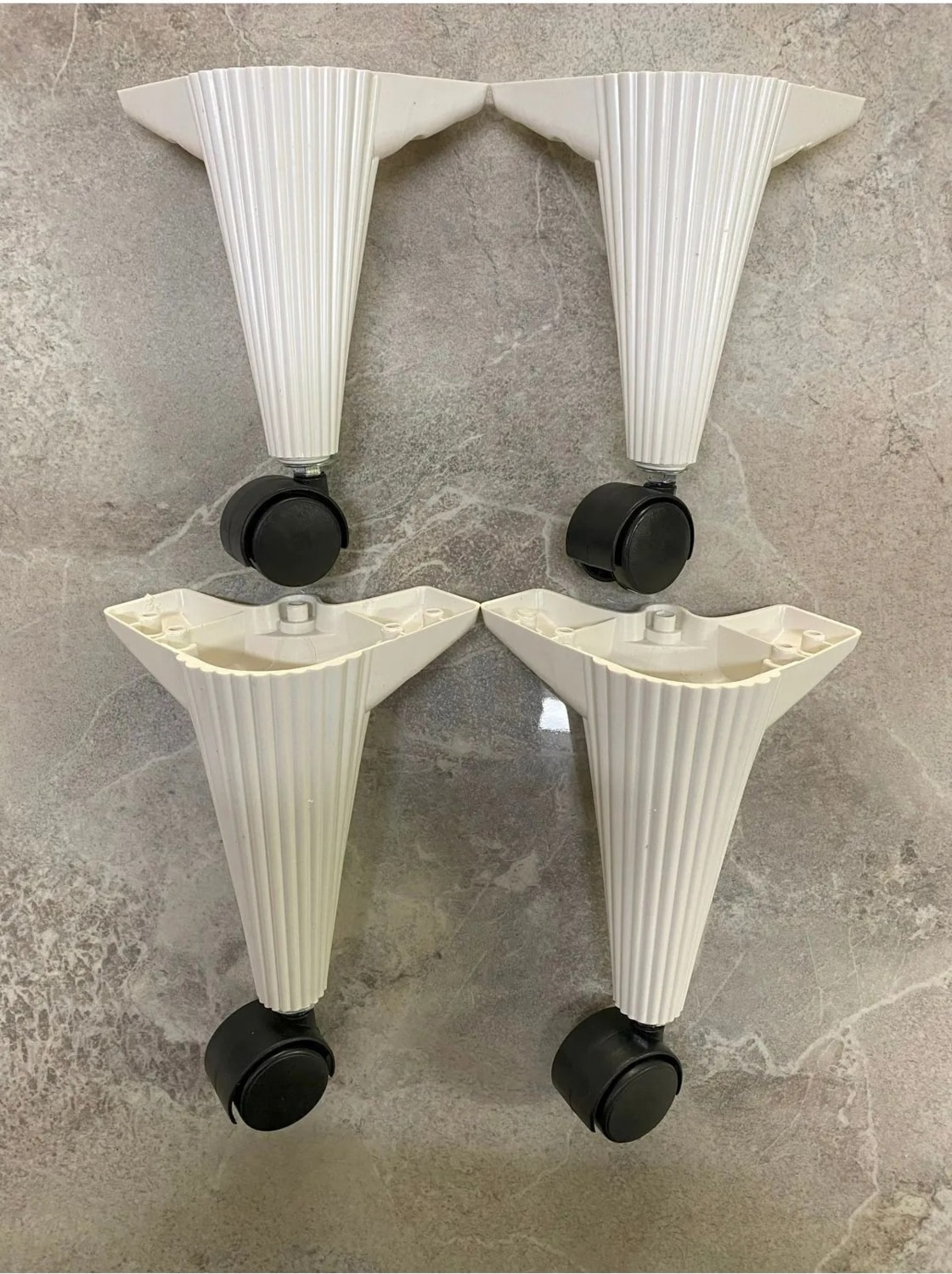 Tekerlekli Sihirli Sehpa Çizgili Masa Ayağı 360 Derece Dönebilen 20 cm 4 Adet Beyaz. Vida Hediyeli