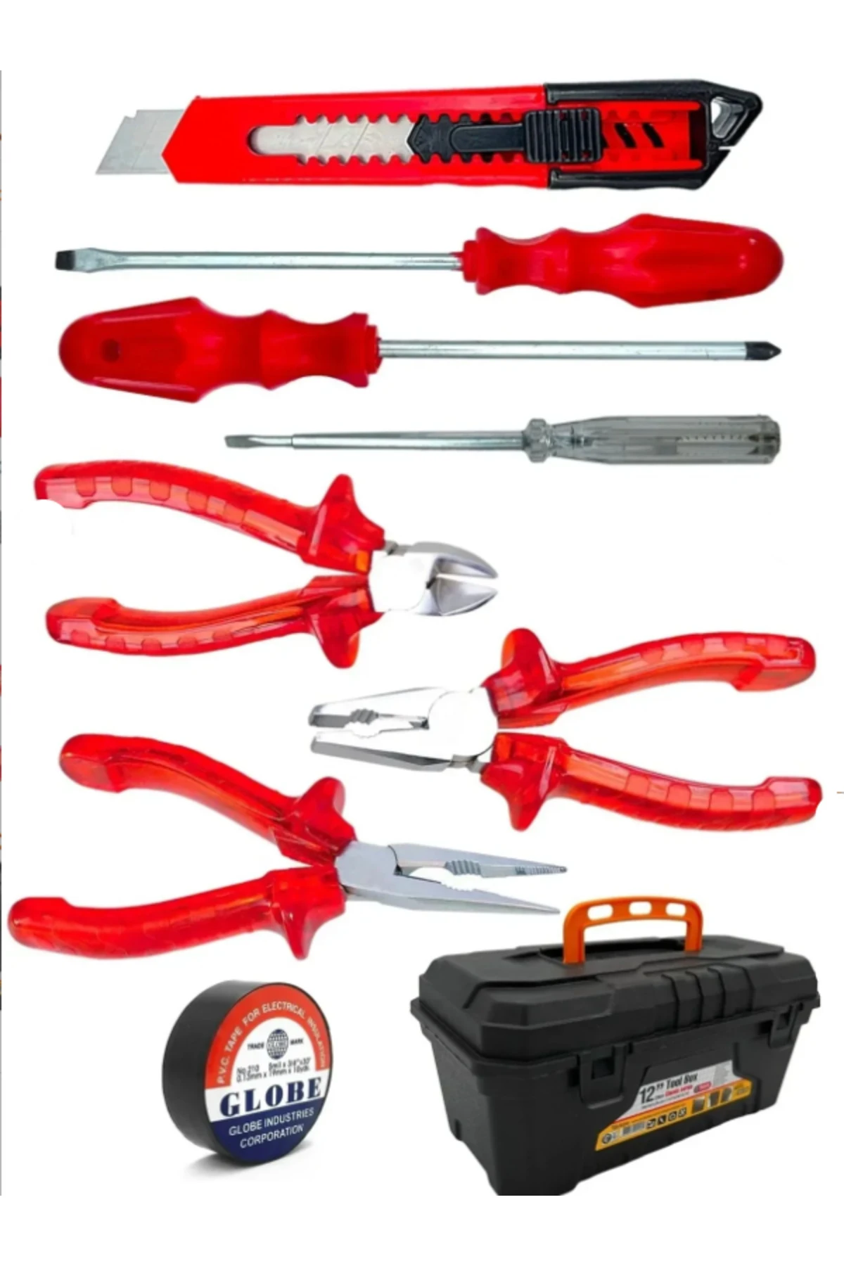 3 Lü Pense Set 3 Lü Tornavida Takımı Elektrik Bandı Falçata+takım Çanta Set