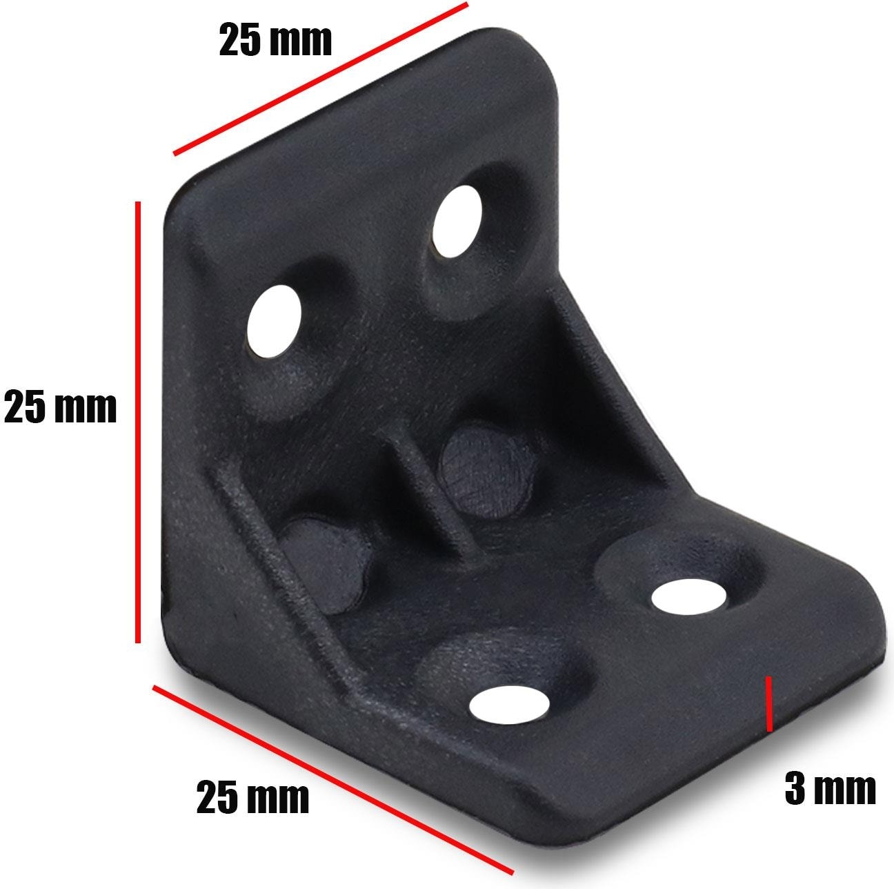 Mobilya Eşya Dolap Köşebent Bağlantı Sabitleme Sabitleyici L Gönye 25x25x25 Mm Siyah (10 ADET)