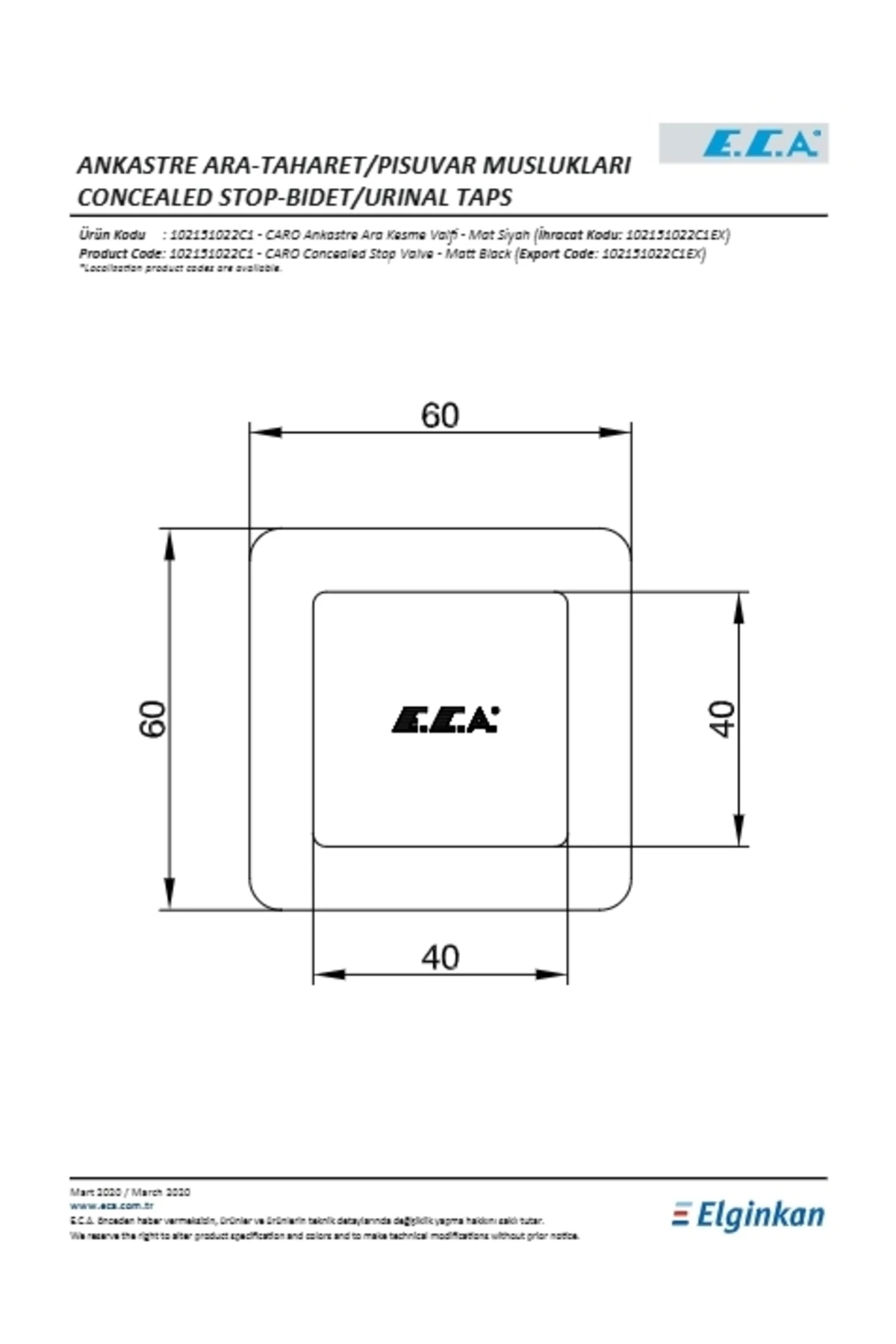 Caro Ankastre Ara Kesme V180 Dnsl Mat Siyah