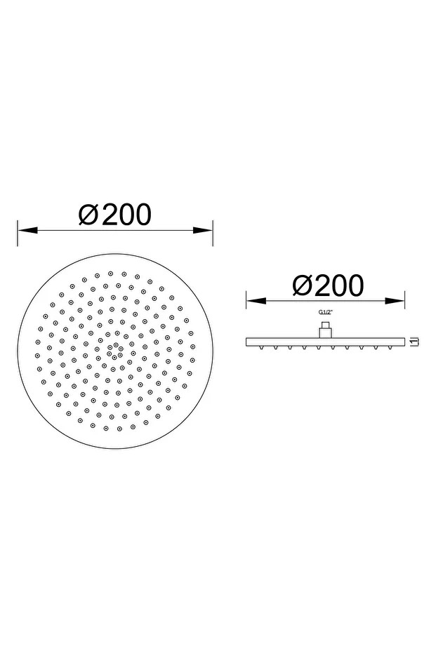 Ankastre Duş Başlığı Borulu Oval Slim Metal Ø20 Cm