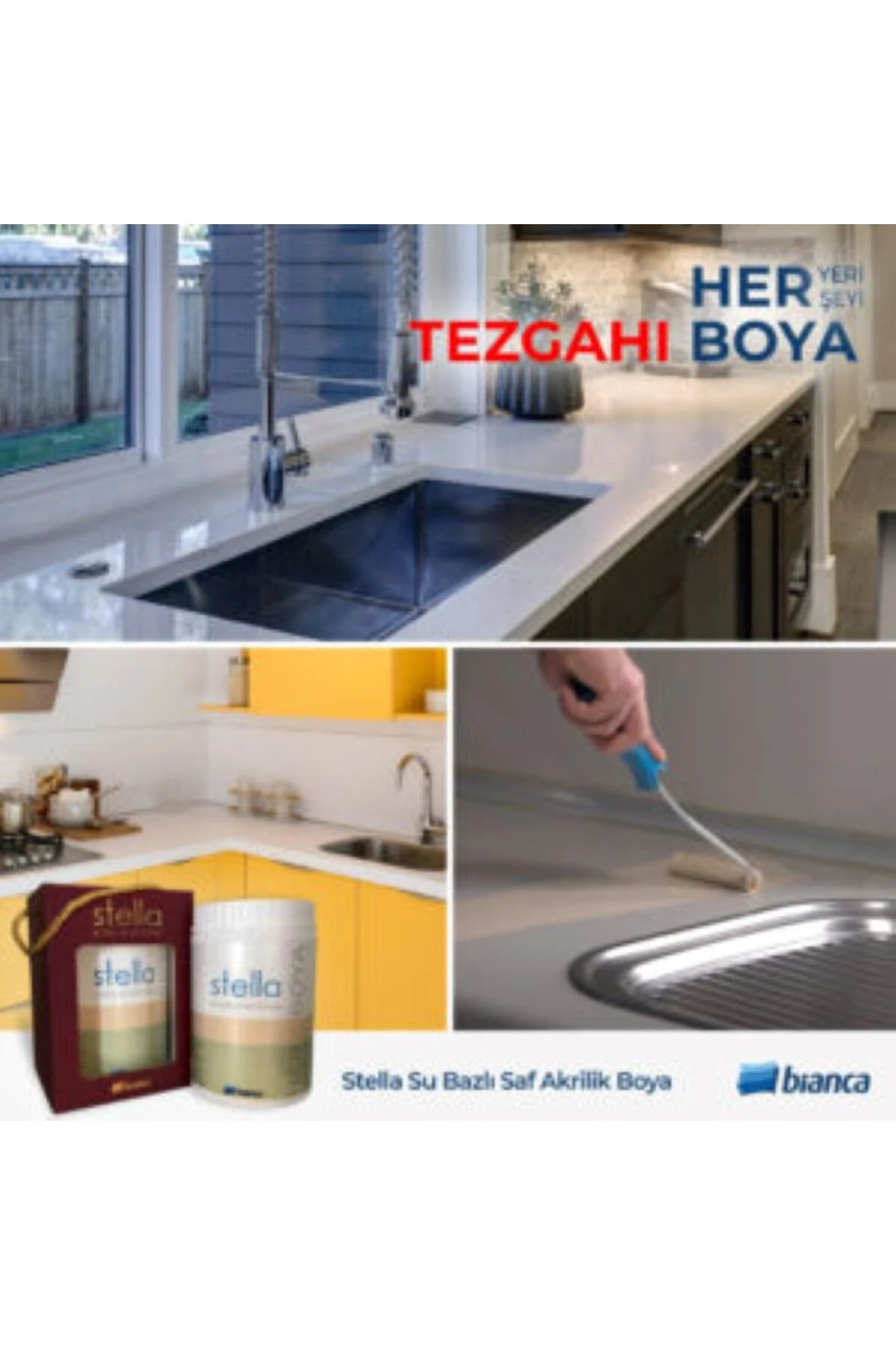 BİANCA STELLA SU BAZLI SAF AKRİLİK YENİ NESİL DÖNÜŞÜM BOYASI 0,5 lt RAL-9002