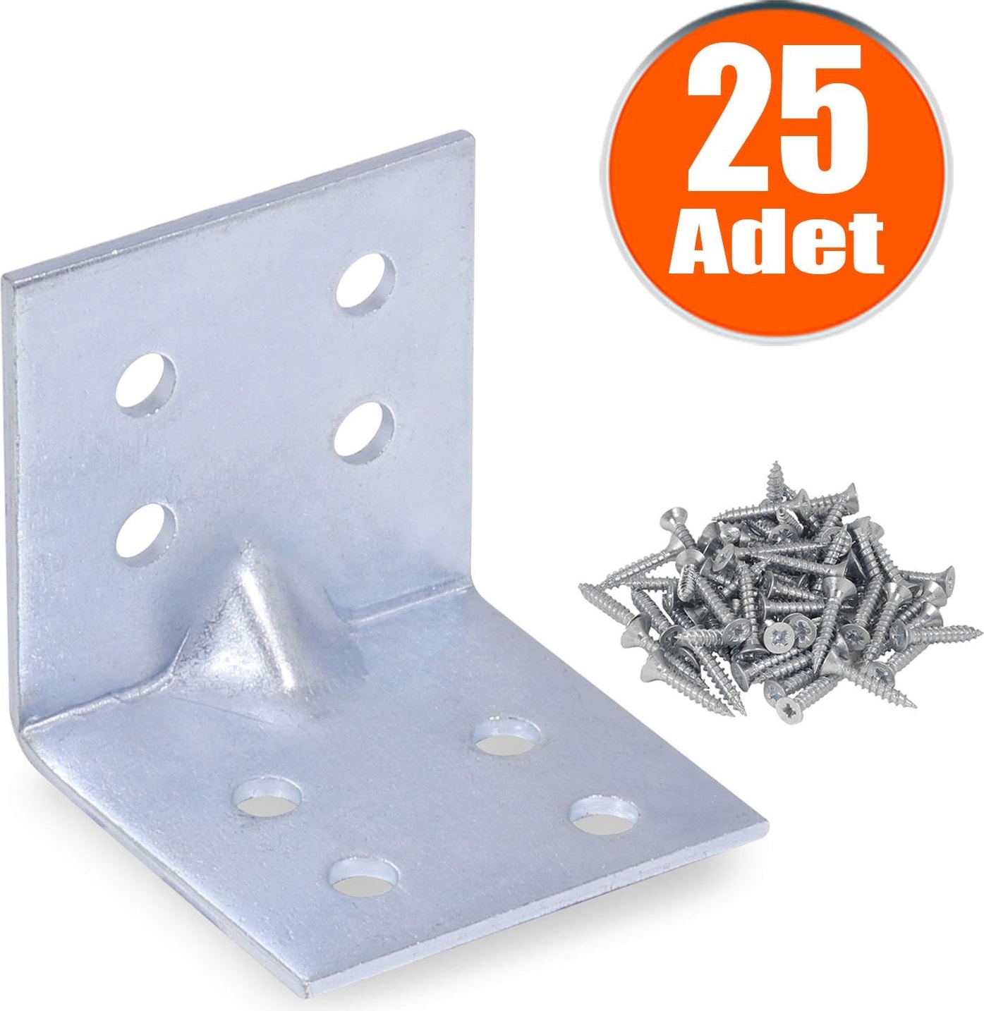 Mobilya Dolap Köşe Bağlantı Sabitleme L Demir Gönye 40X40X40 mm (25 Adet)