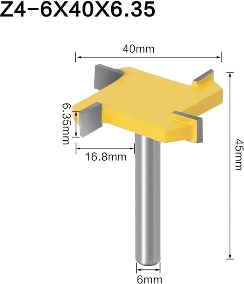 Z4-6X40X6.35 1 Adet 8mm Shank 4 Kenar T Tipi Planya Kesici Ağaç Işleme Aleti Freze Uçları Ahşap Endüstriyel Sınıf Freze Kesici Planya (Yurt Dışından)