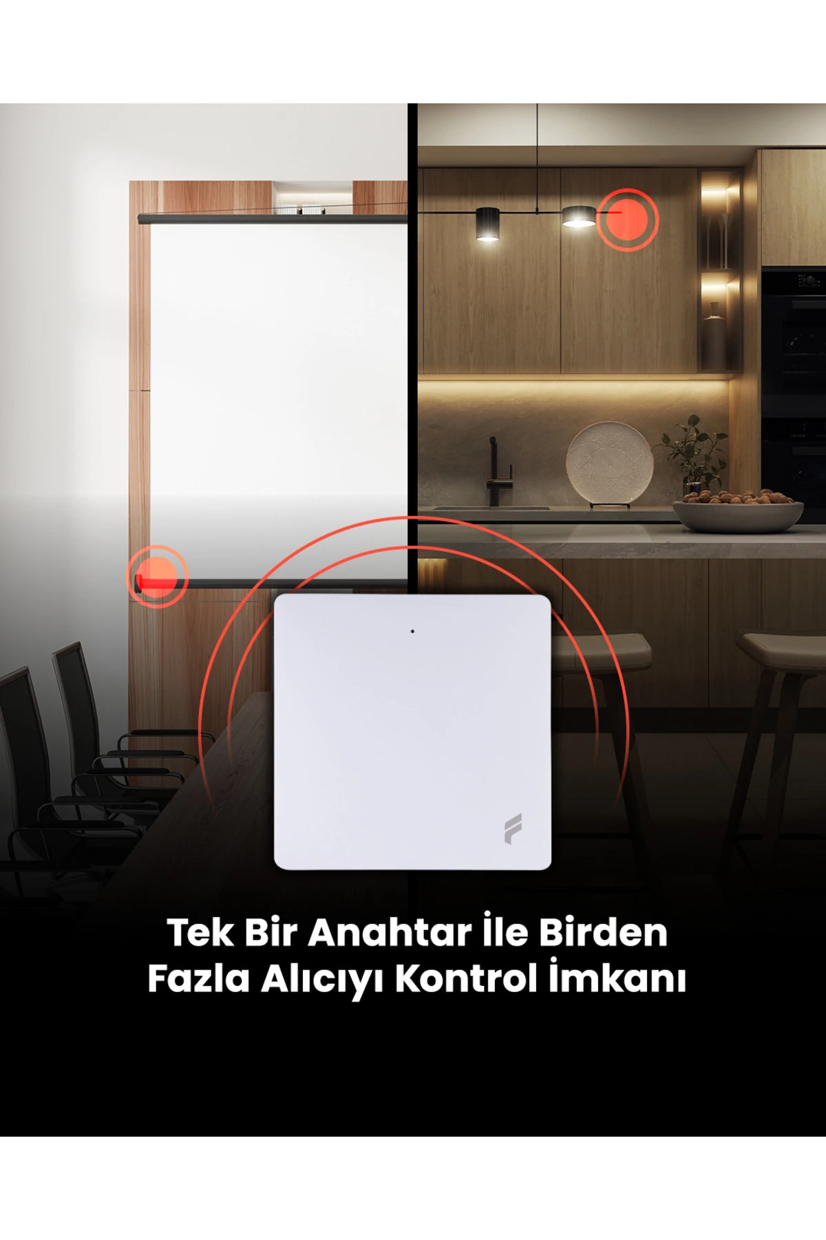 Kablosuz Tekli Duvar Anahtarı Kendinden Enerjili ve Akıllı Kablosuz Anahtar Alıcısı Seti