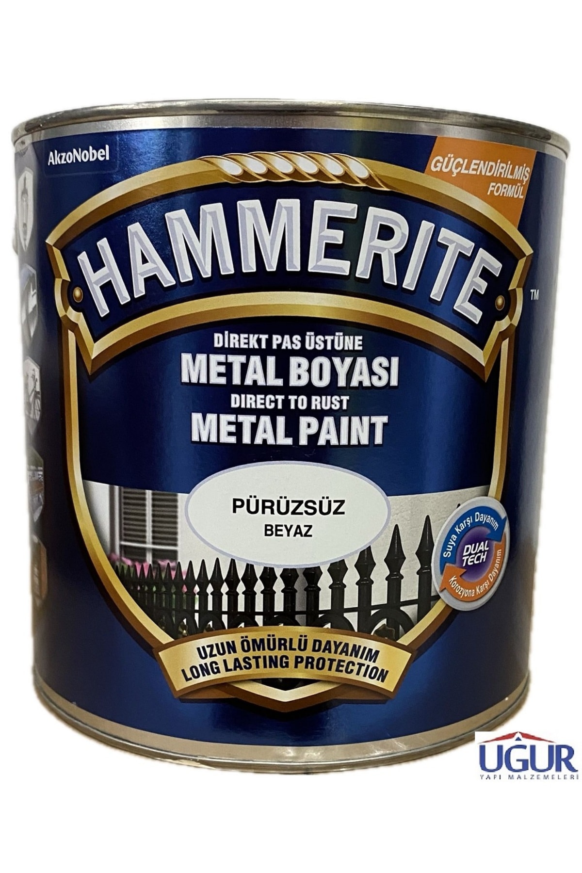 Hammerite Direkt Pas Üstü Pürüssüz Metal Boya Beyaz - 0,75 L